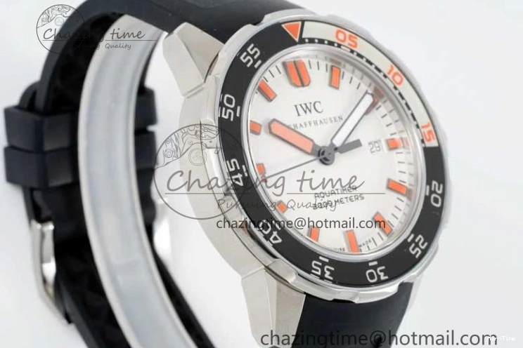 MIROTIME 0131 Aquatimer Automatic SS RSF 1:1 Best Edition White Orange Dial on Black Rubber Strap A Supportive 7069